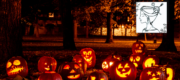 Halloween-Kürbisse im dunkeln