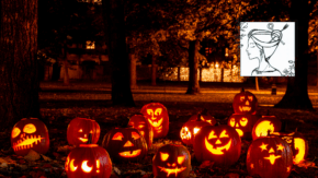 Halloween-Kürbisse im dunkeln