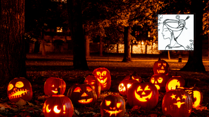 Halloween-Kürbisse im dunkeln