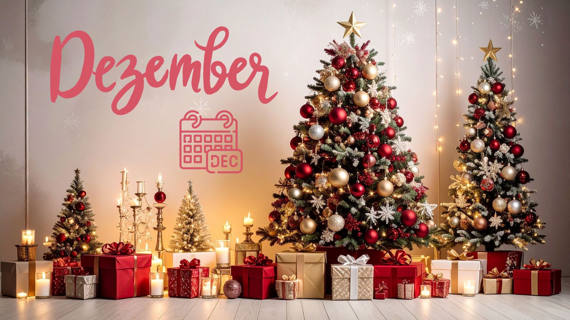 Weihnachtsbaum und Geschenken mit dem Schirtfzug Dezember