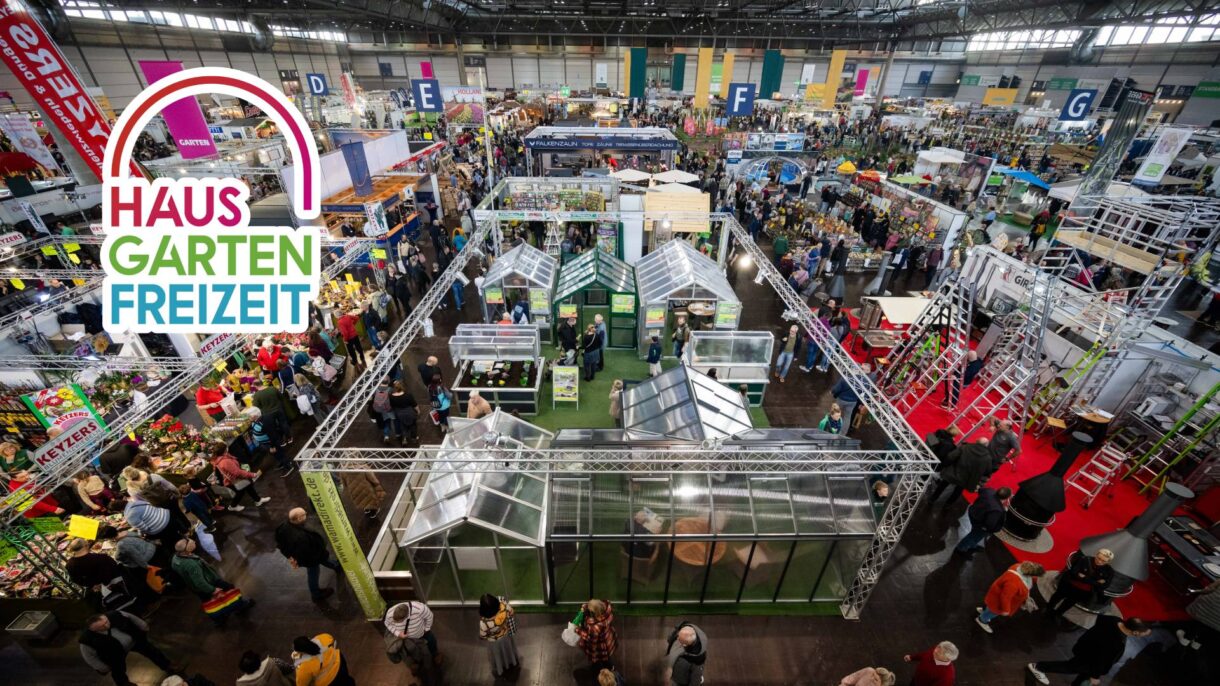 Blick auf die Gartenhalle der Messe